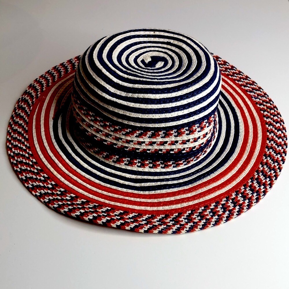 Red White & Blue Lightweight Patriotic 4th of July Summer Hat Toddler Girl  EUC